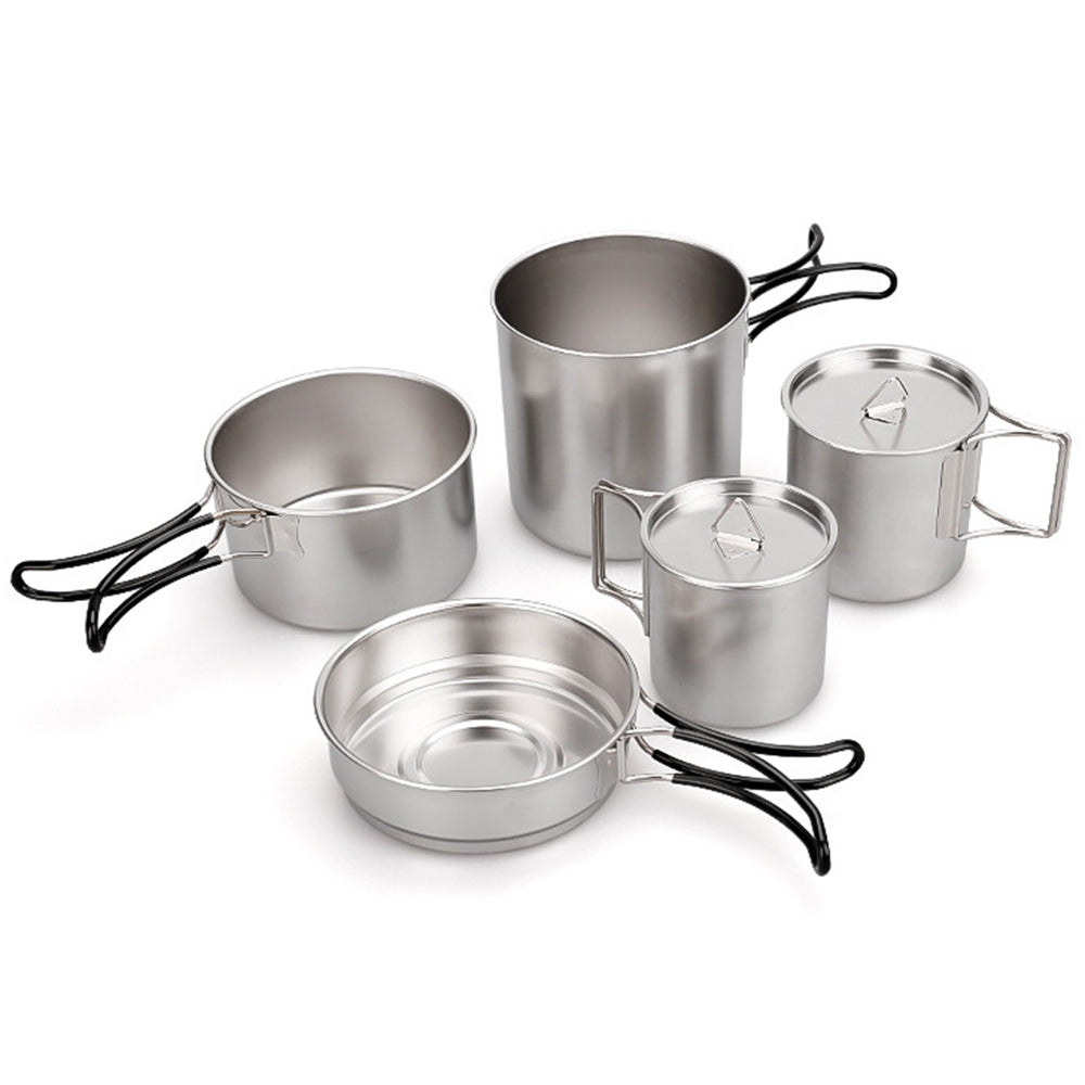 AL687778680059 5Pcs / Set 304 Stainless Steel Foldable Handle Outdoor Picnic Pot Cup Set (No FDA, BPA-free) AL687778680059 5Pcs / Set 304 Stainless Steel Foldable Handle Outdoor Picnic Pot Cup Set (No FDA, BPA-free)